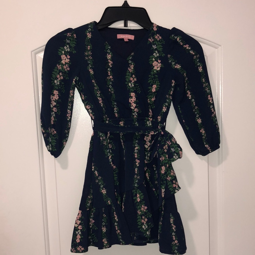 BCBG Floral Print Faux Wrap Dress